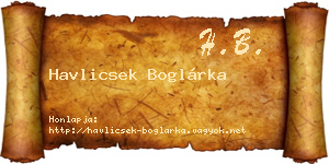 Havlicsek Boglárka névjegykártya
